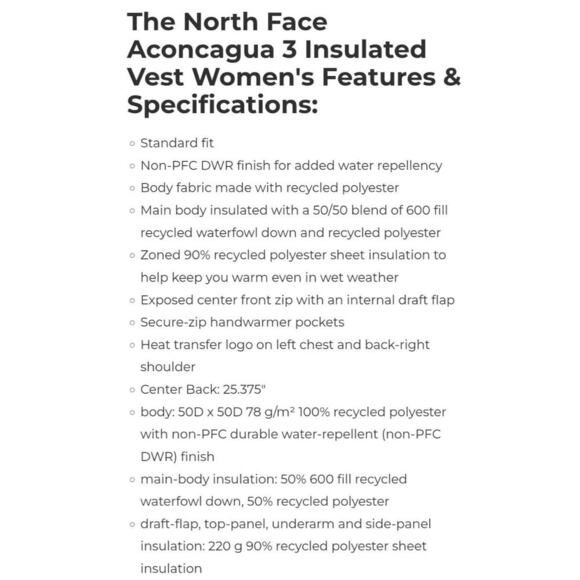 The North Face Aconcagua 3 Insulated Vest in White Dune, sz Small - Picture 13 of 14